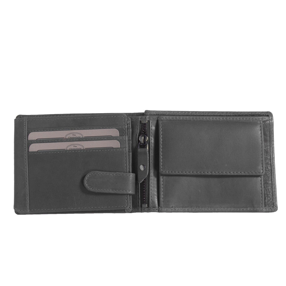 
Classic 100% Full-Grain leather Wallet - Rear Perspective Showing Reinforced Leather Straps & Stitching
