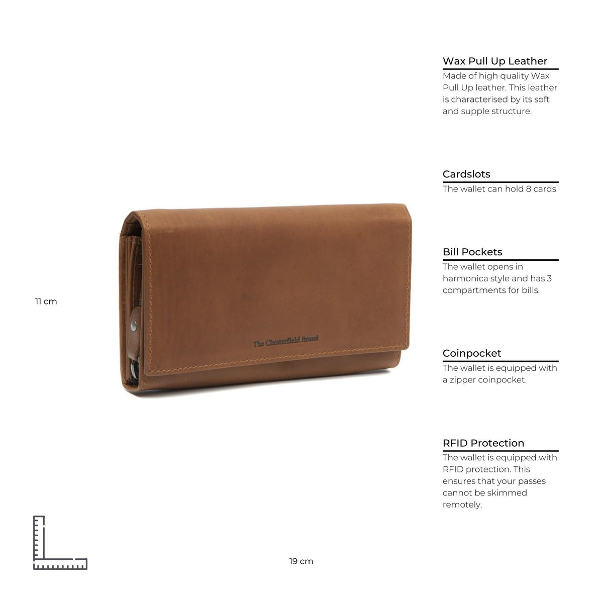 
Cognac Leather Wallet Mirthe, detail view 6