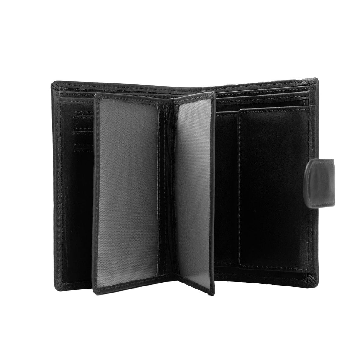 
Classic 100% Full-Grain leather Wallet - Rear Perspective Showing Reinforced Leather Straps & Stitching
