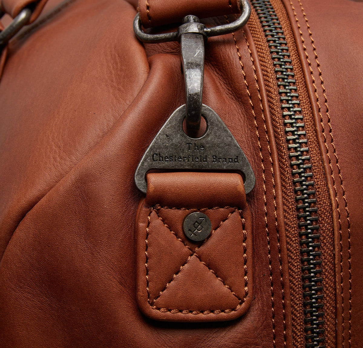 
Cognac Leather Weekender Bag Perth, detail view 1