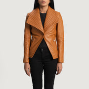 
Women's Lee Tan Brown Leather Blazer in Tan Brown Sheepskin Leather - Front Profile View & Tailored Silhouette | Buy Online