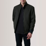 
Morrison Olive Canvas Bomber Jacket For Men in Olive Waxed Cotton Canvas - Front Profile View & Tailored Silhouette | Buy Online