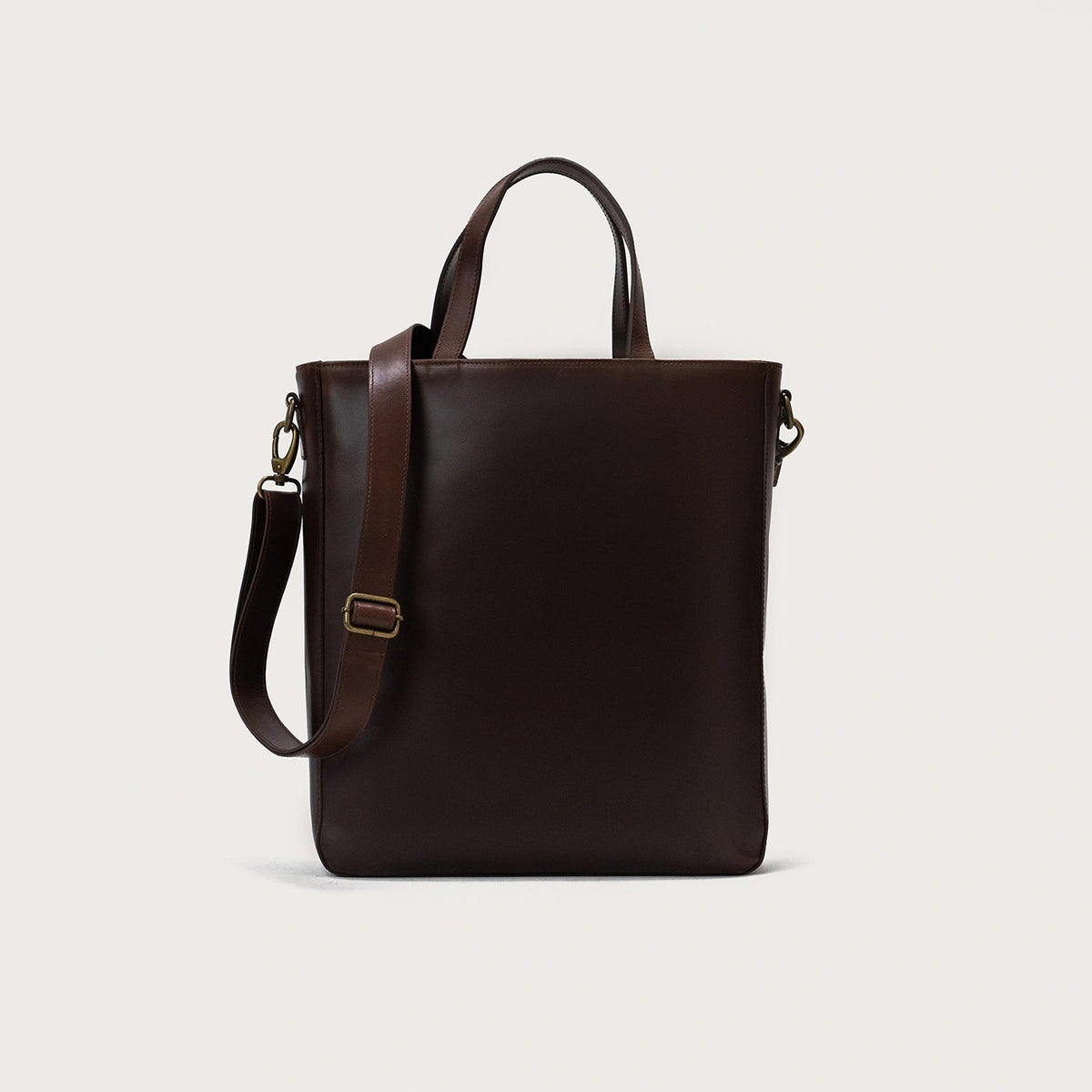 
The Poet Vintage Brown Leather Tote Bag For Men & Women in Vintage Brown Full-Grain Leather - Full Exterior Front Profile View | Buy Online